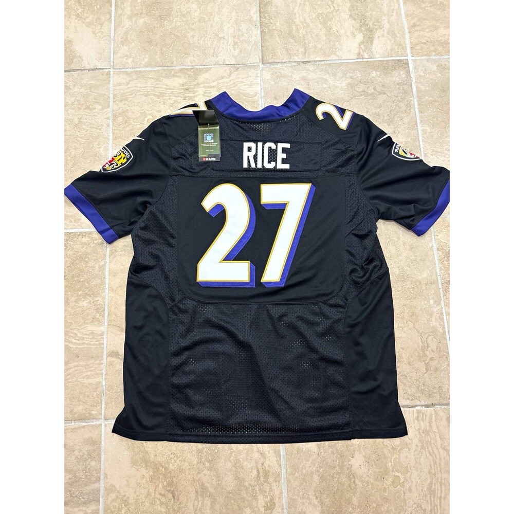 Nike Elite Baltimore Ravens Rice #27 On Field Jersey Men 52 Black/Purple | NWT